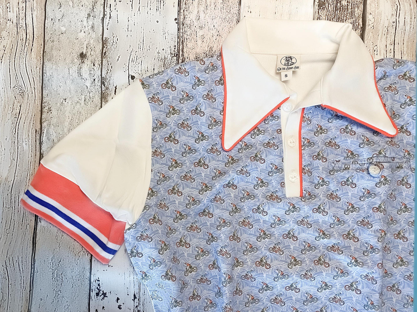 Polo Shirt Bicycle Print Vintage Inspired Art Deco print