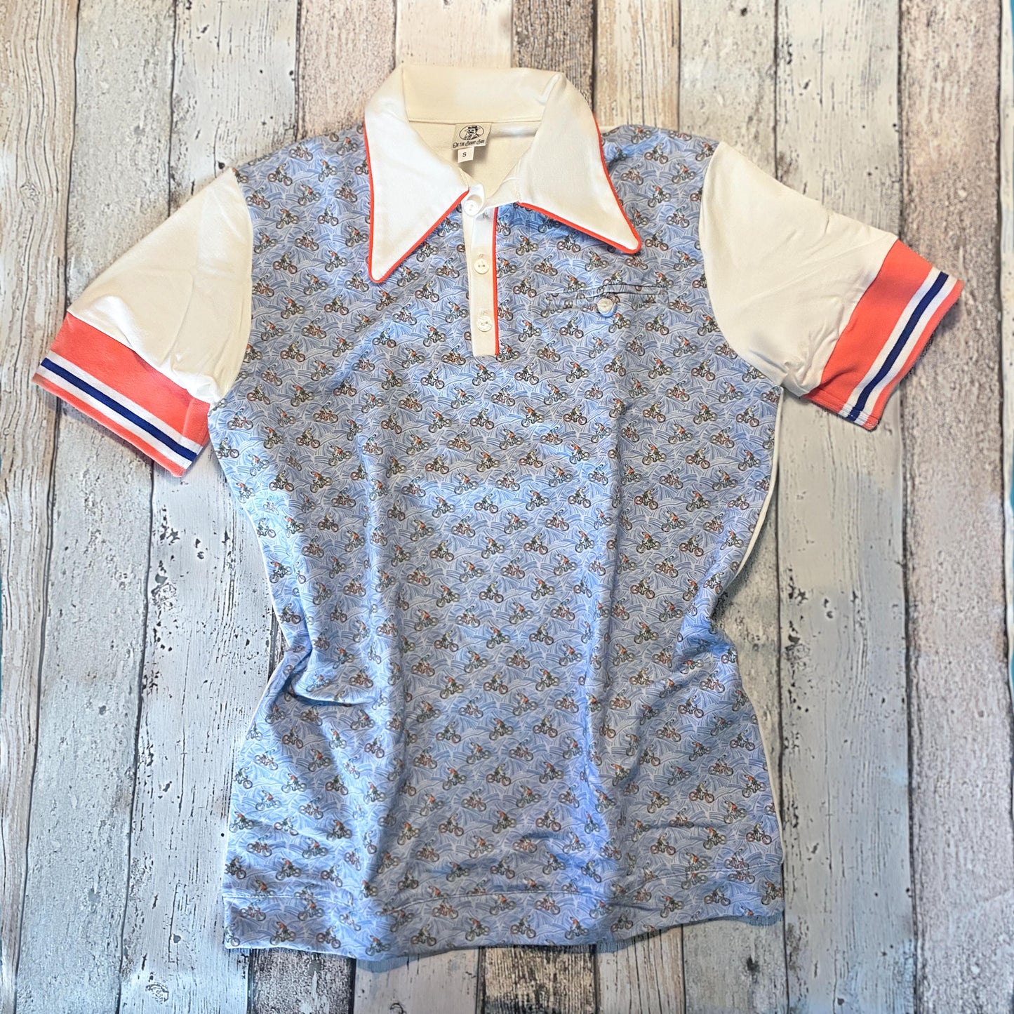 Polo Shirt Bicycle Print Vintage Inspired Art Deco print