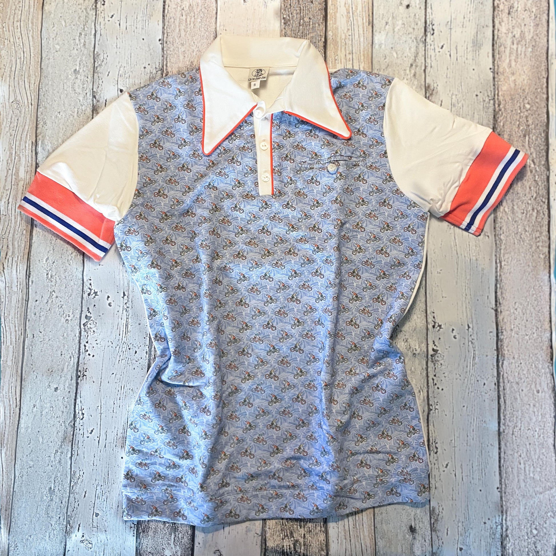 Polo Shirt Bicycle Print Vintage Inspired Art Deco print
