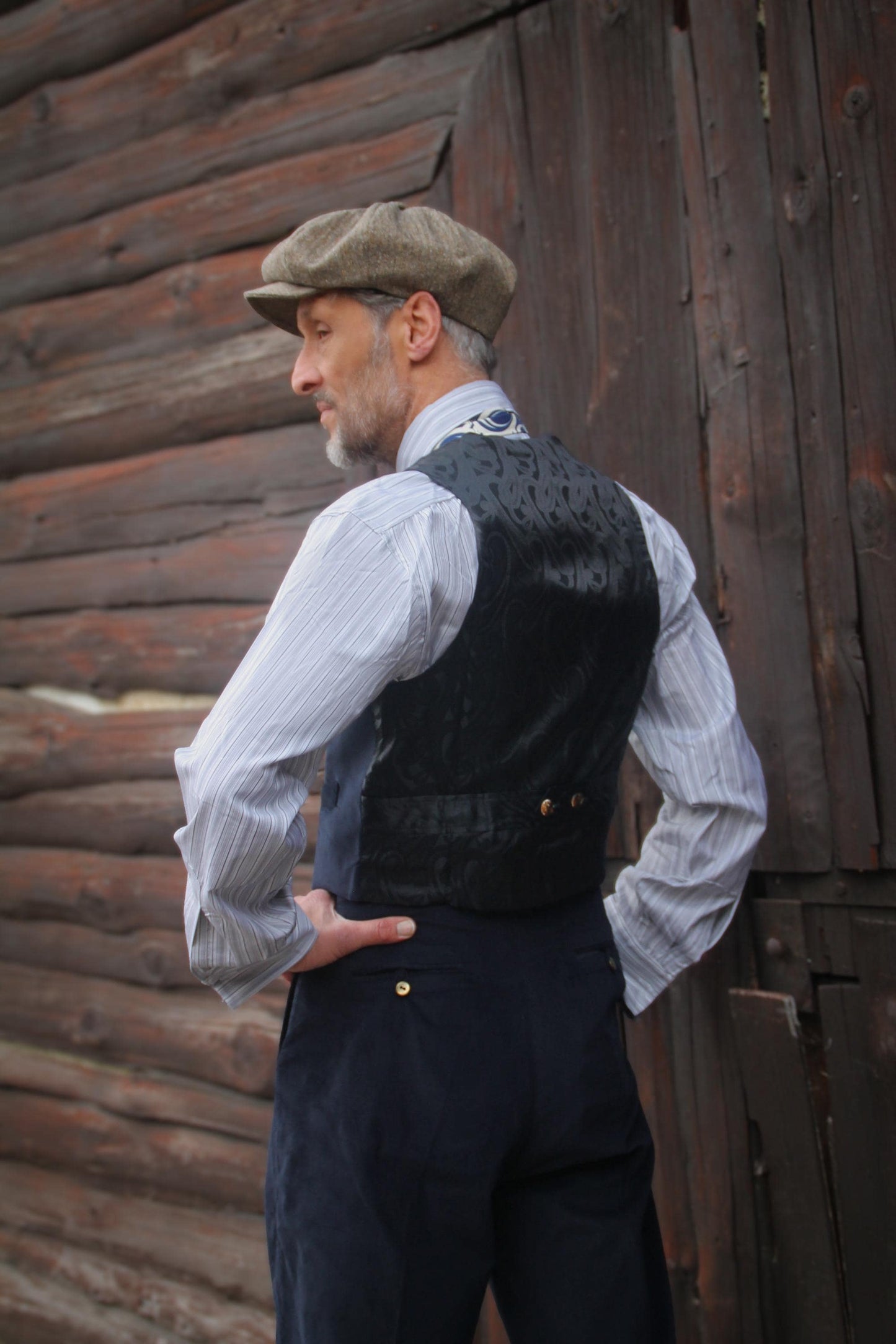 1930s Style Corduroy Waistcoat Navy Blue: soft 21 W needlecord vest