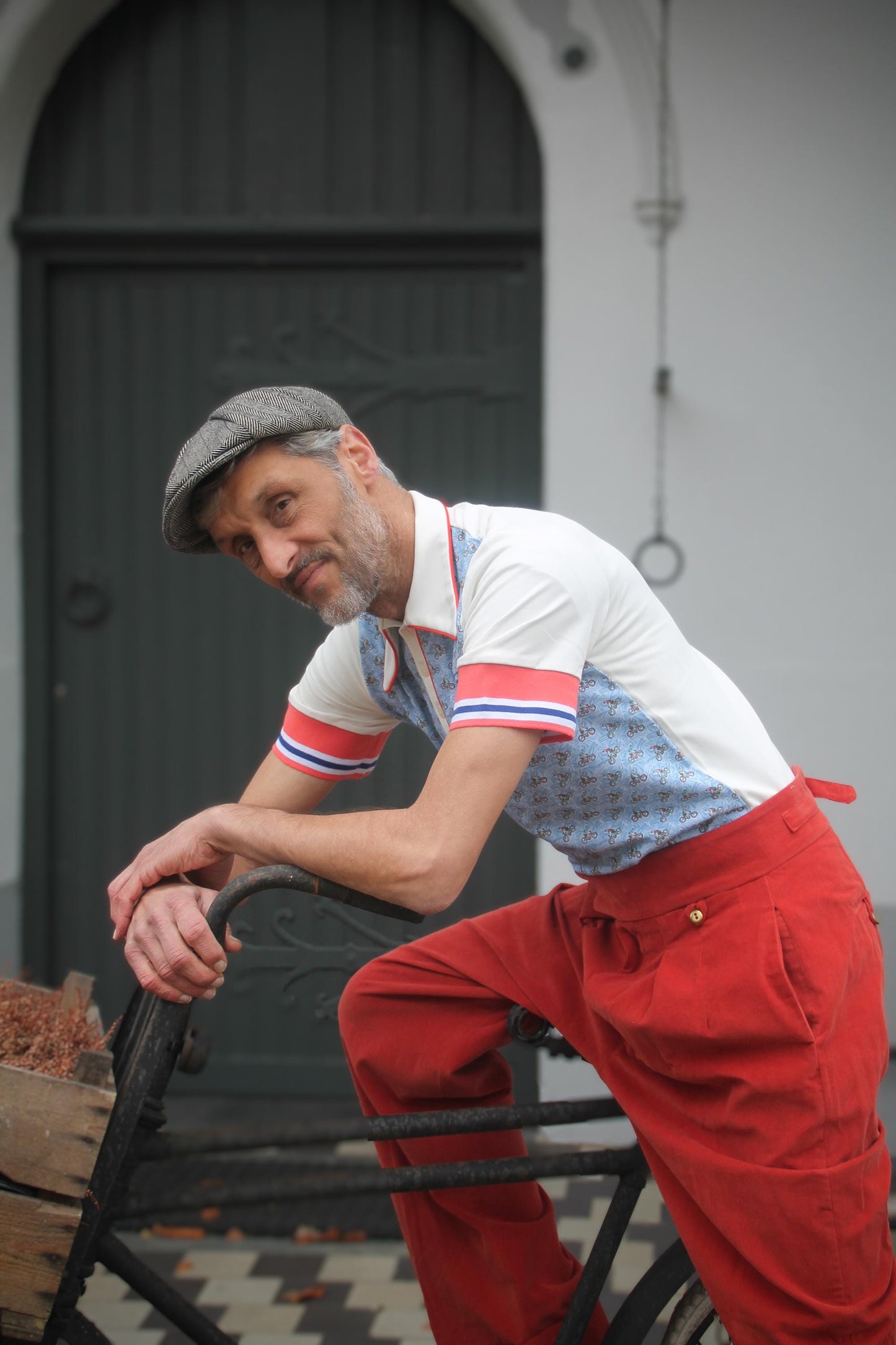 Polo Shirt Bicycle Print Vintage Inspired Art Deco print