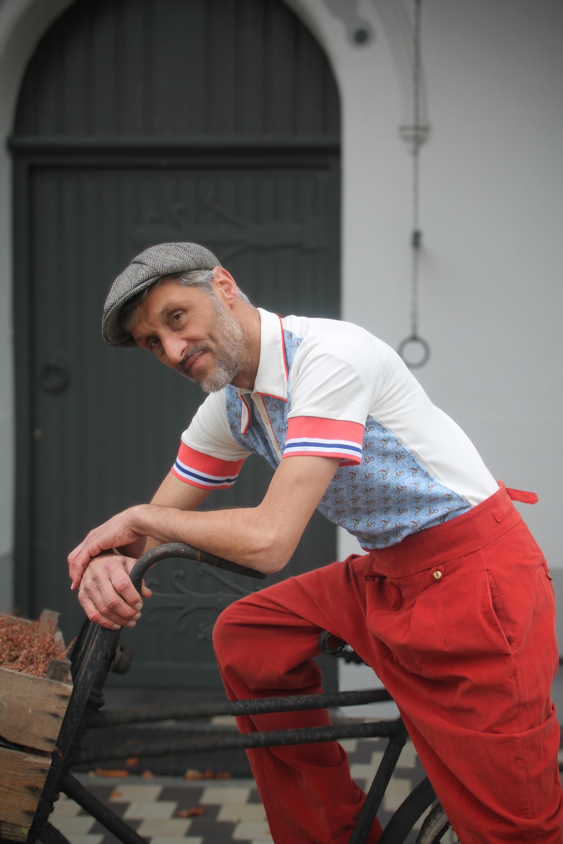 Polo Shirt Bicycle Print Vintage Inspired Art Deco print