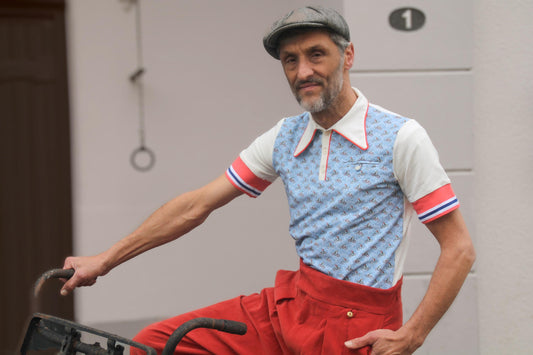 Polo Shirt Bicycle Print Vintage Inspired Art Deco print