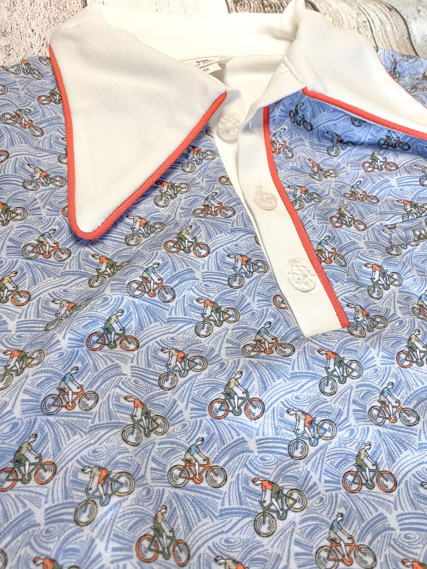 Polo Shirt Bicycle Print Vintage Inspired Art Deco print