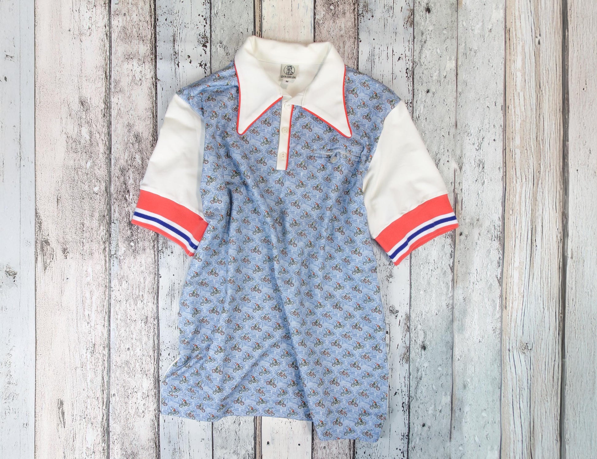 Polo Shirt Bicycle Print Vintage Inspired Art Deco print
