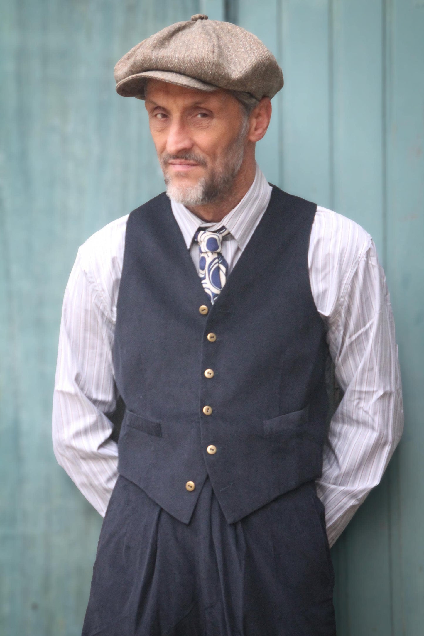 1930s Style Corduroy Waistcoat Navy Blue: soft 21 W needlecord vest