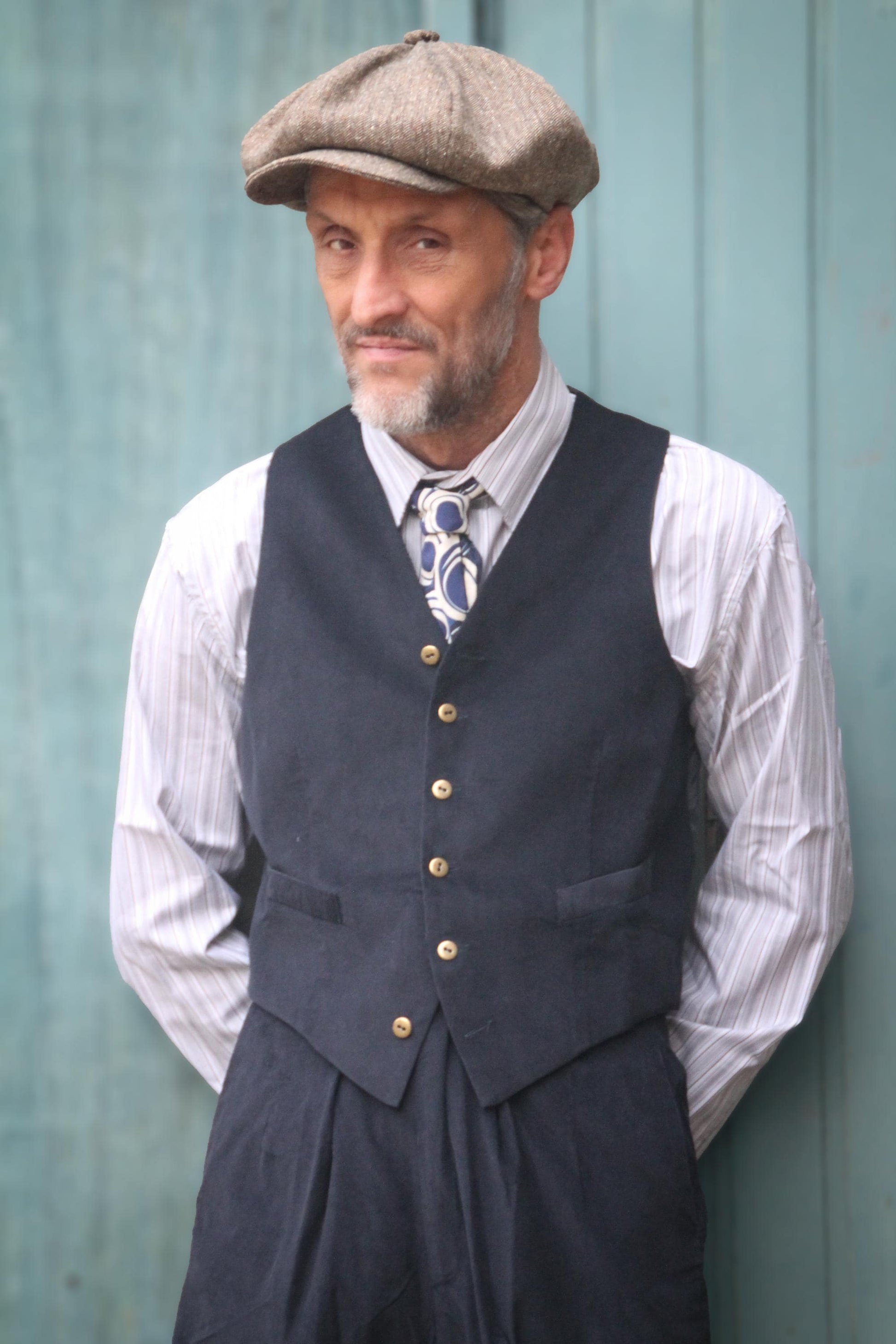 1930s Style Corduroy Waistcoat Navy Blue: soft 21 W needlecord vest