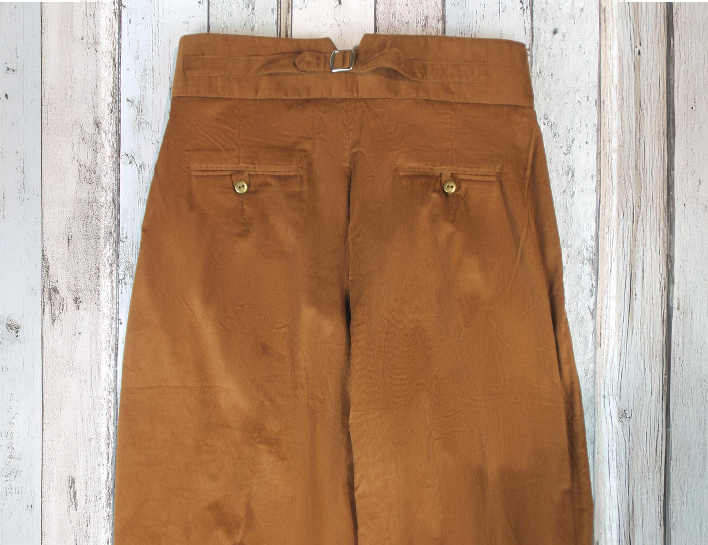 1940s Style Corduroy Trousers: High Waisted Golden Brown Pleated Pants