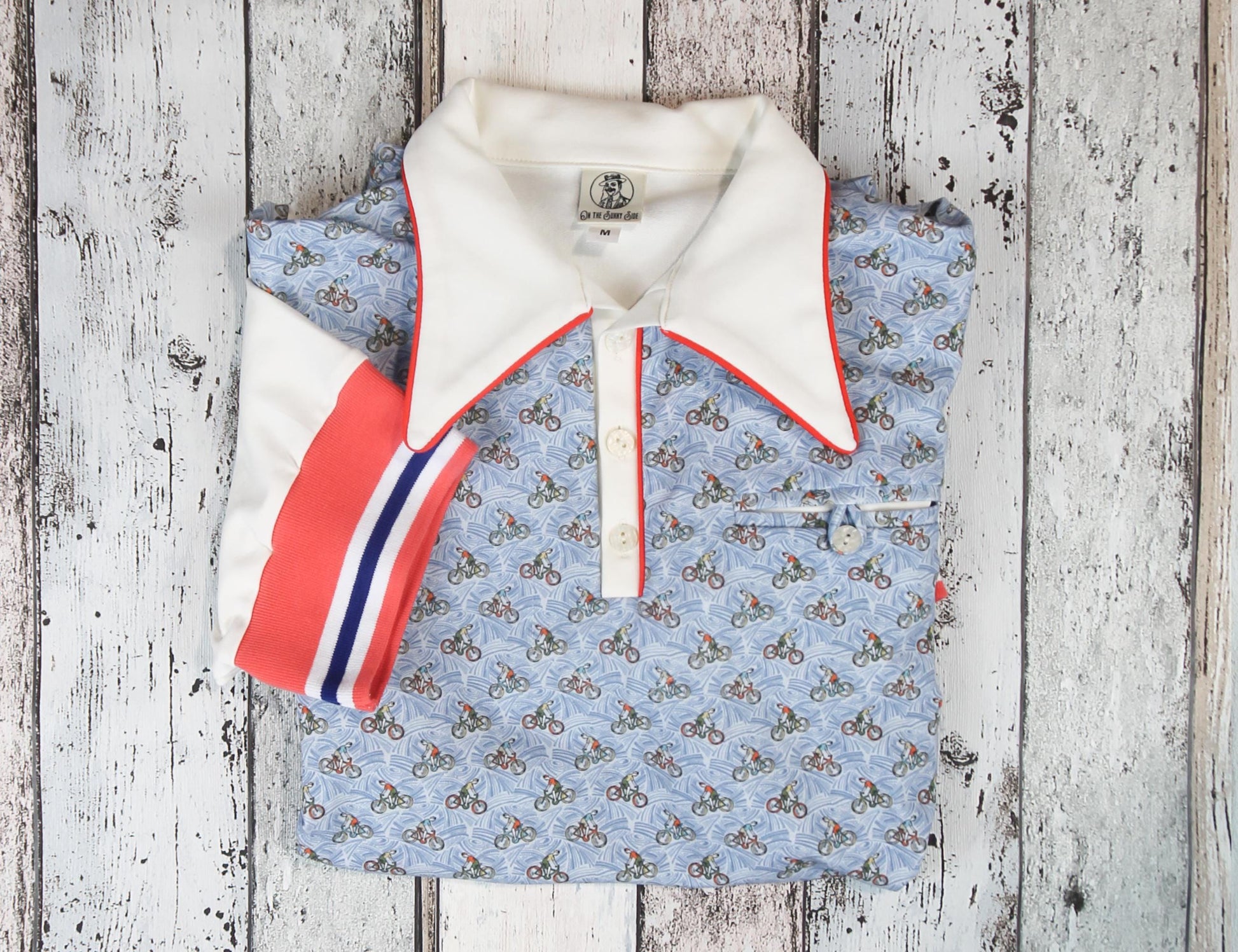 Polo Shirt Bicycle Print Vintage Inspired Art Deco print