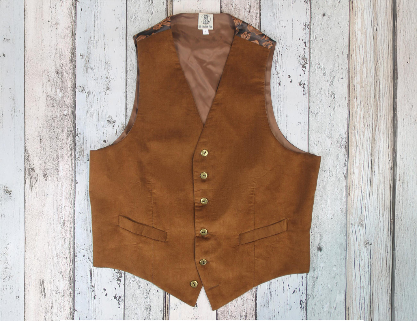 Vintage Style Men’s Waistcoat in Brown Corduroy – 1930s–1940s Cut