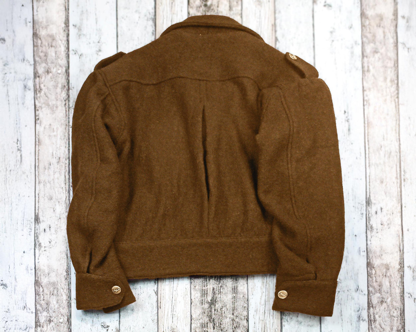 1940s vintage style repro Ike jacket in camel brown or royal blue pure wool