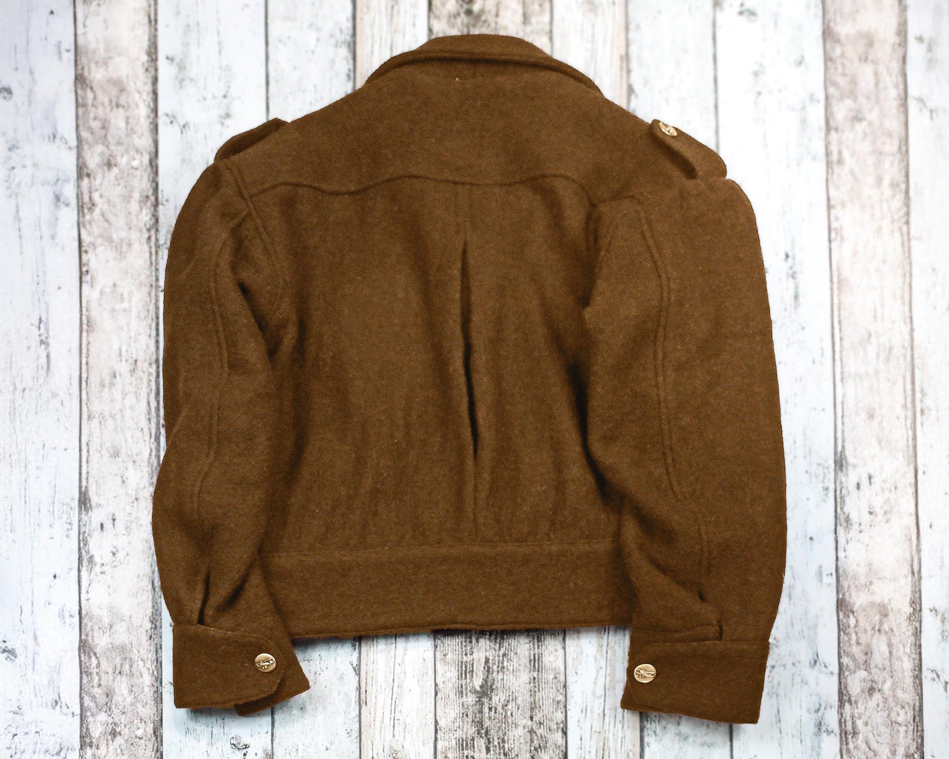 1940s vintage style repro Ike jacket in camel brown or royal blue pure wool