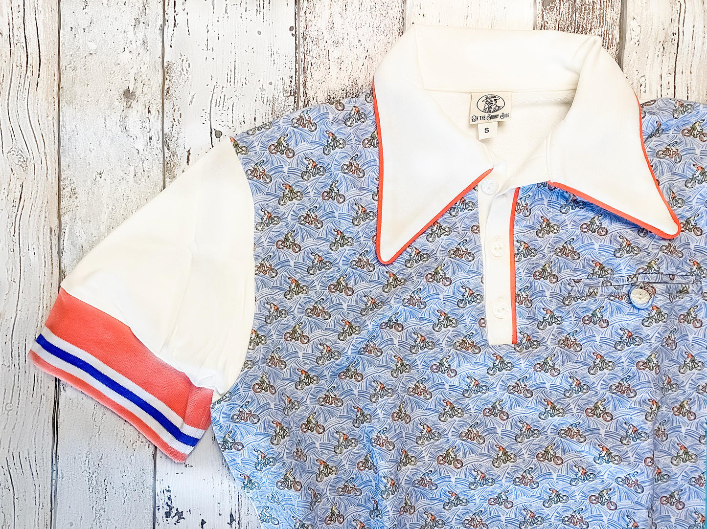 Polo Shirt Bicycle Print Vintage Inspired Art Deco print