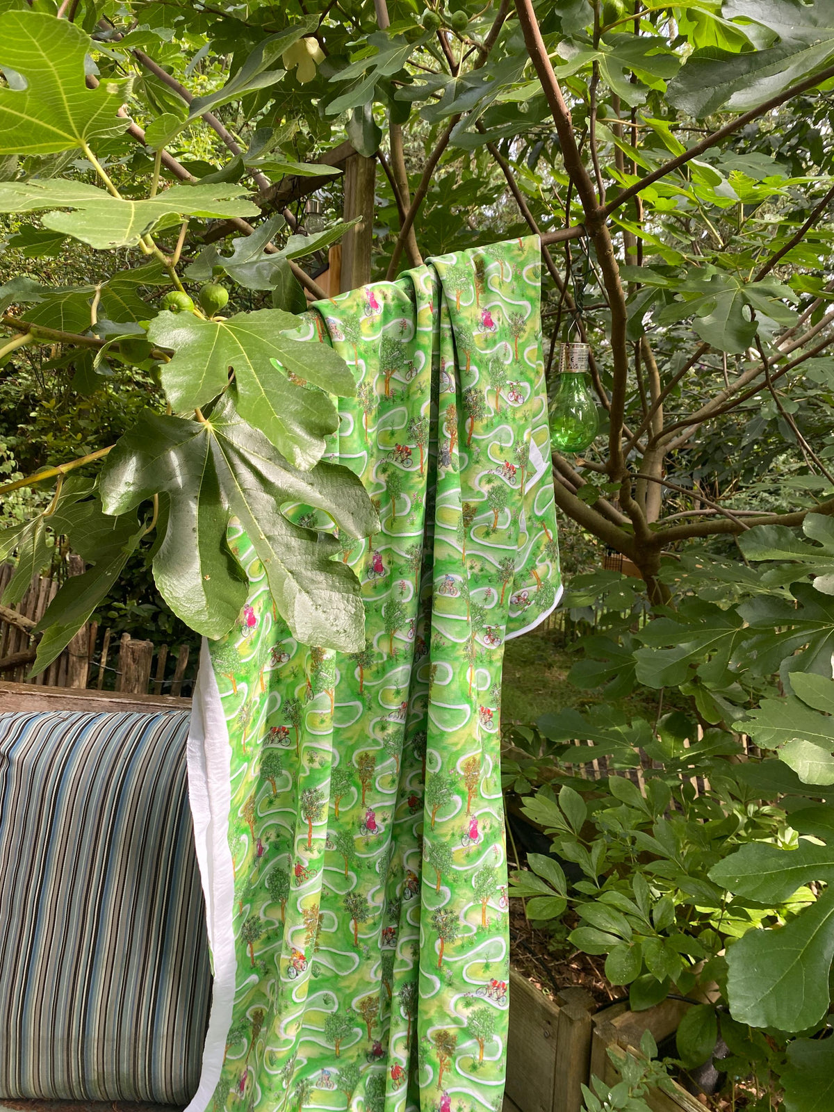 Colourful Whymsical Countryside Landscape – Bicycle Print – 100% Cotton Jersey – Original Design